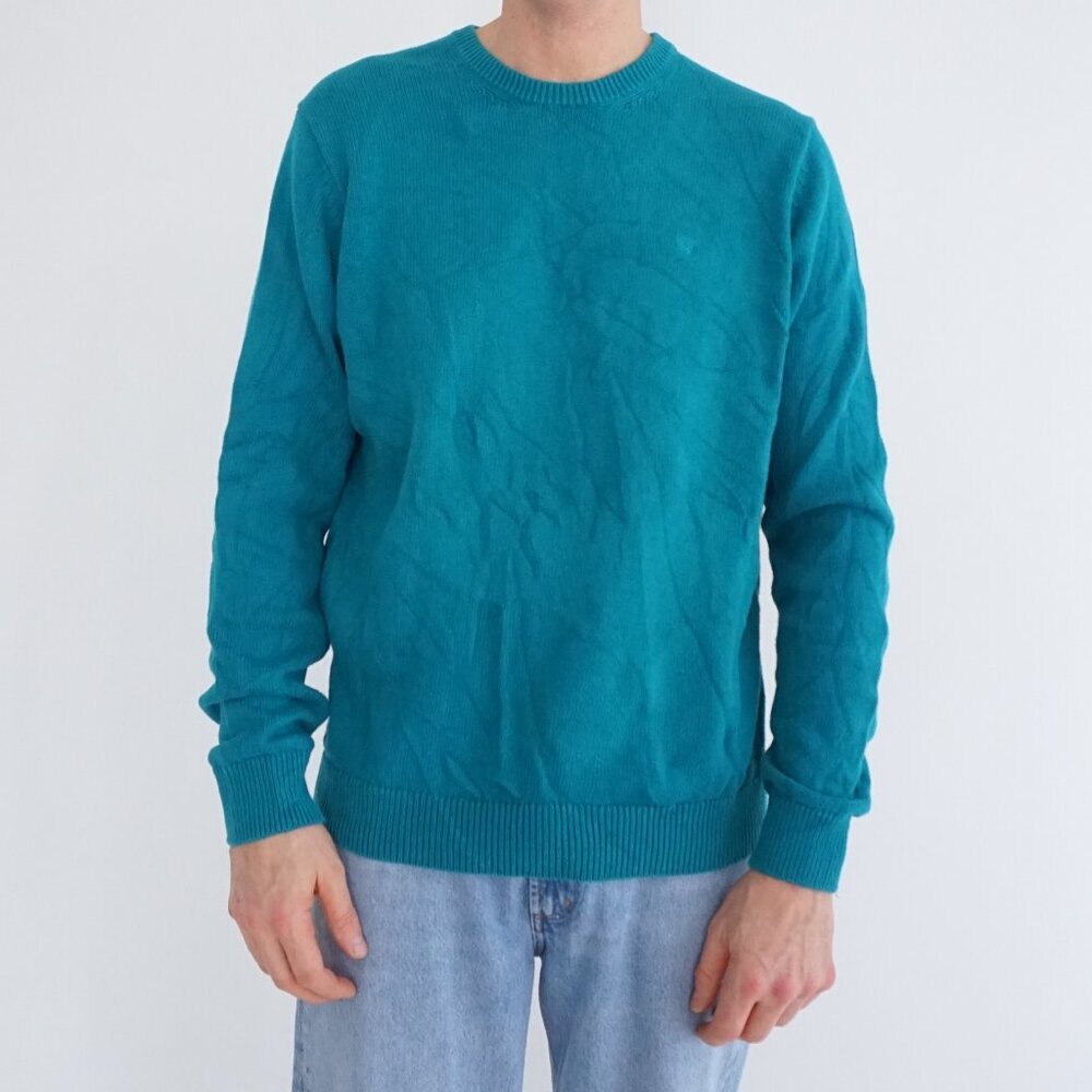 James Pringle Teal Crewneck Cotton Knit Sweater Classic Pullover Medium